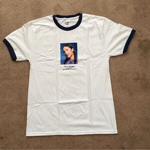 White and Navy Ringer Short Sleeve Graphic Tee